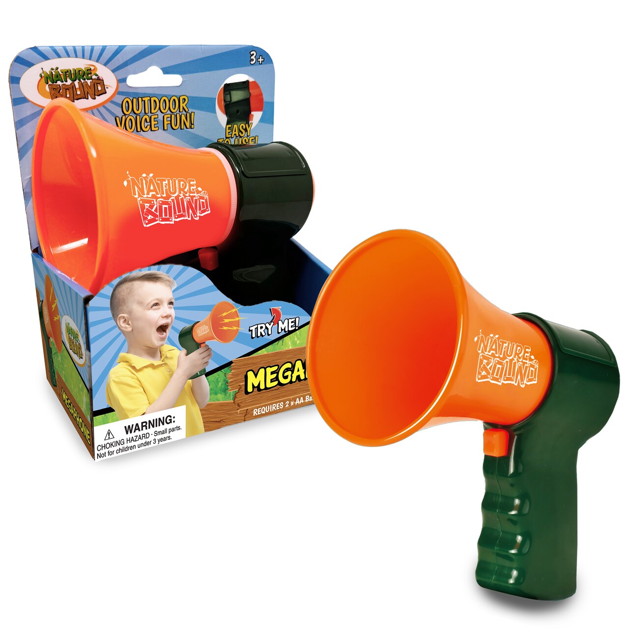 Nature Bound: Speaker Megaphone - Orange & Green - 7.5" Voice Amplifier, Easy To Use, Lightweight & Durable, Outdoor & Adventure Sound Toy, Kids 3+